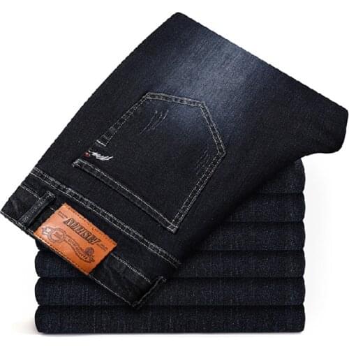 Classic Brand Mens Plus Size Jeans 2021 Autumn New Business Casual Loose Stretch Denim Trousers Male Thick Straight-Leg Pants