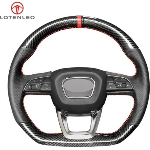 LQTENLEO Carbon Fiber Leather Car Steering Wheel Cover For Audi Q5 SQ5 2017-2019 Q3 2018 2019 Q8 SQ8 2018 2019 Q7 SQ7 2014-2019