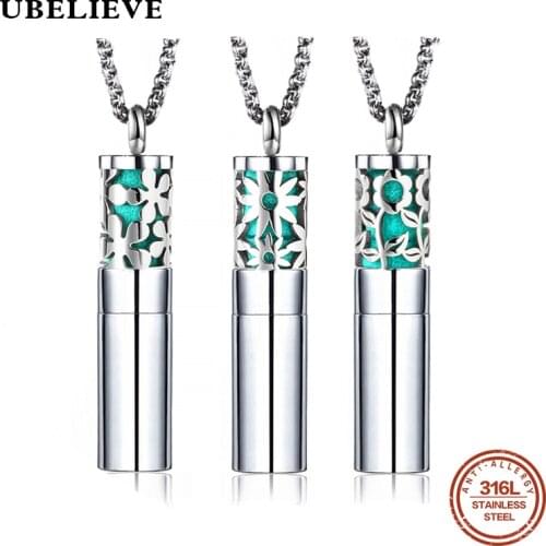 Flower Pattern Stainless Steel Perfume Locket Aromatherapy Essential Oil Diffuser Pendant Necklace Round Locket