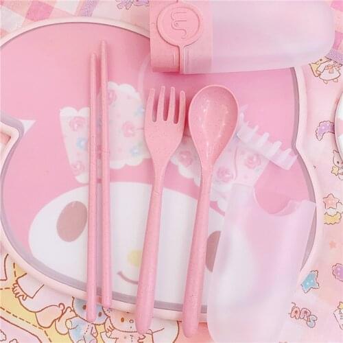 4 pcs/set Baby spoon fork dishes cute cartoon childrens portable non-slip elbow spoon fork cutlery dishes gadgets children