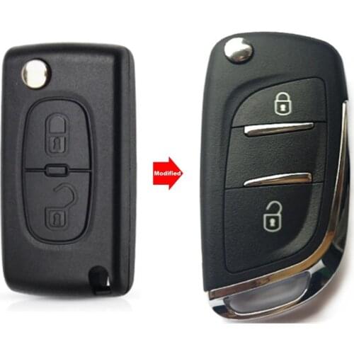 Modified Flip Folding Key Shell For P eugeot 306 407 807 Partner Remote VA2/HU83 Blade Entry Fob Case 2/3 Button