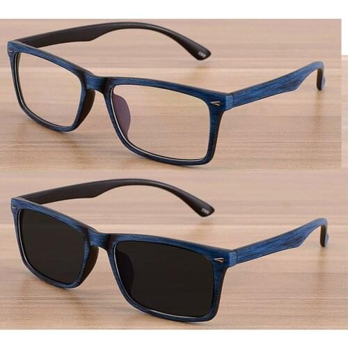 Wood Grain Myopia Sunglasses Photochromic Finished Men Myopia Eyeglasses Frame with Color Lens Sun Glasses Myopia Eyewear NX