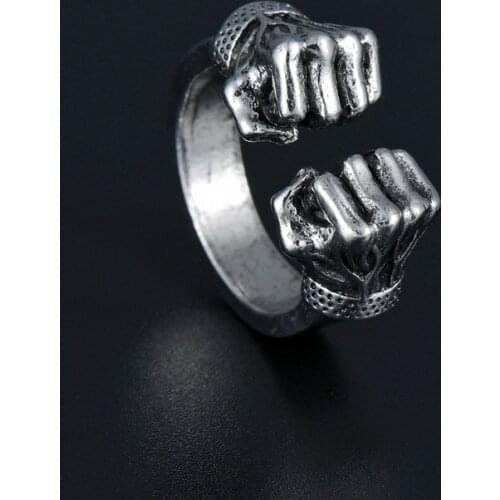 Creative Interesting Taste My Fist Adjustable Open Ring Silver Color Punk Mens Rings Jewelry Accessories Gifts