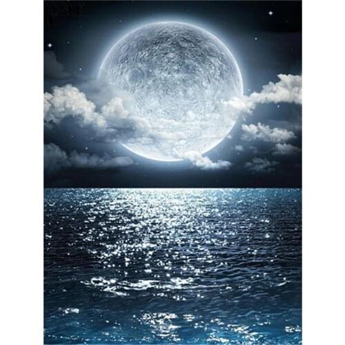 Landscape Moon DIY Embroidery 11CT Cross Stitch Kits Needlework Craft Set Printed Canvas Cotton Thread Home Decoration Room
