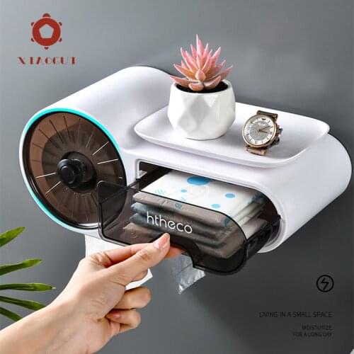 XiaoGui Whistle Tissue Box Wall-mounted Toilet Rack Bathroom Accessories Multifunctional Toilet Paper Roll Bathroom Accessories