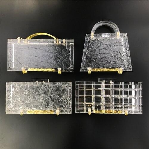 Transparent Acrylic Mini Handbag Luxury Wedding Clutch Bags for Women Unique Design Ice Crack Pattern Chain Shoulder Bag ZD1645