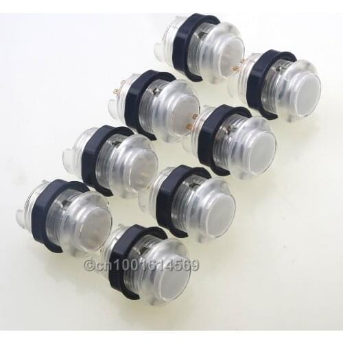 Reyann 5V 30mm 8pcs/lot LED Light Arcade Push Button with Build-in Microswitch for Arcade Game Machines Mame Game DIY - White