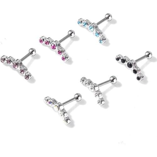 1pc Cartilage Tragus Stud Earrings Ear Stainless Bar Piercing Body Jewelry Gift