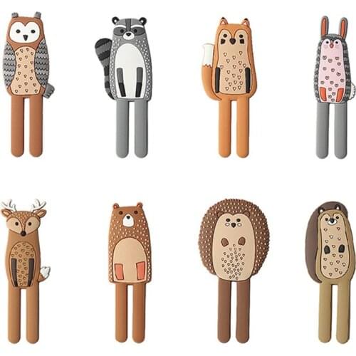 Cute Fridge Sticker Magnetic Animals Key Holder Removable Traceless Refrigerator Hooks Decorative Household Supplies 1Pcs