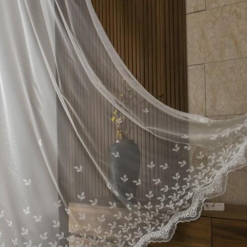 Chinese Style Modern Minimalist Embroidered Window Screen Balcony Living Room Bedroom Bay Window Small Leaf Curtain