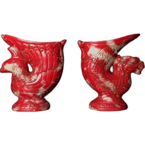 China Old Beijing Old Goods Chicken Blood Stone Dragon Cup And Phoenix Cup