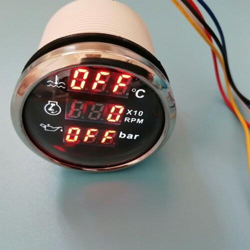 3 Functions Diesel Excavator Boat Car Truck Tachometer RPM Guage Water Temperature Oil Pressure Gauge Meter 12v 24v Waterproof
