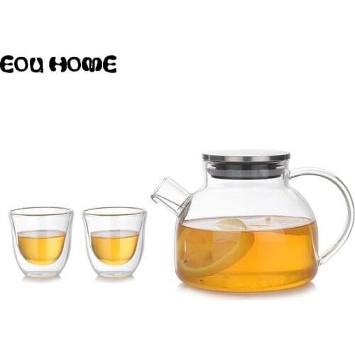 Heat Resistant Glass Teapots Puer Kettle Coffee Glass Maker Convenient Office Tea Pot High Temperature Resistant Teapot with Cup