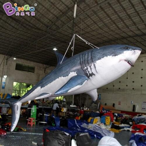 Vivid 4 meters long inflatable shark model for ocean theme party decoration PVC toys