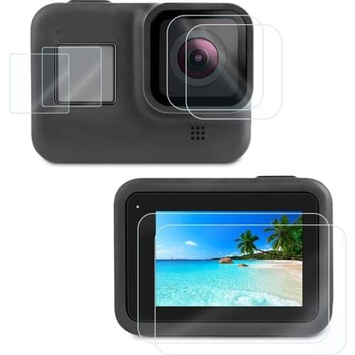 Tempered Glass Protective Film for GoPro Hero 8 7 6 5 Hero Black Screen Protective Camera Lens Cover Cap For Go Pro Accessories