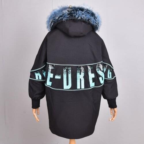 Rabbit Fur lining Parka Winter Jacket Women Real Fur Coat Natural Fox Fur Outerwear Streetwear Removable