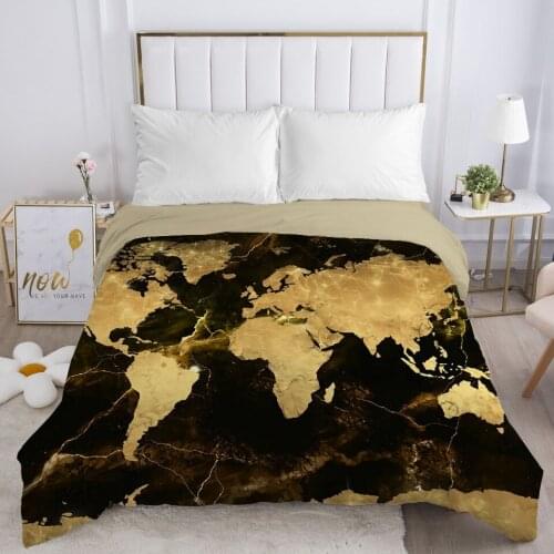 1pc Duvet cover Double/Queen/King 220x240/90/135/150 3D Bedding Comforter/Quilt/Blanket Cover with Zipper black gold map