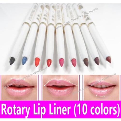 1 piece Rotary Lip Liner Long-lasting Makeup Eye Liner Pen Lipliner Lady Waterproof Beauty Red Lip Pencil White Black Cosmetics