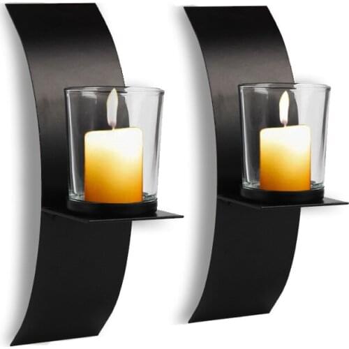 2pcs Nordic Modern Candle Holder Creative Wall Mounted Metal Candlestick Geometric Tea Light Home Decor Craft Wedding Decoration