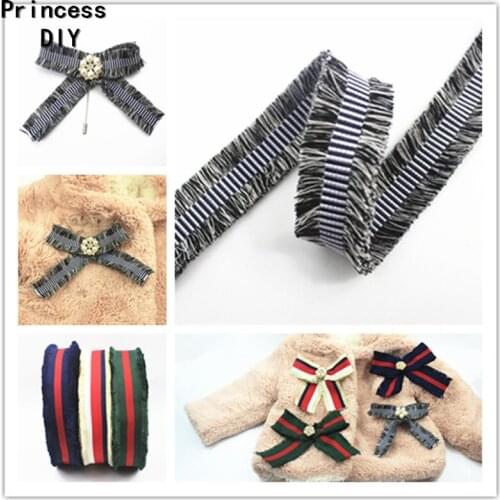 5m/Lot 25mm Grosgrain Polyester Webbing Black White Tassels Ribbon 1'' Fringed Tape Trimming DIY Bag Hair Bow Brooch Accessory