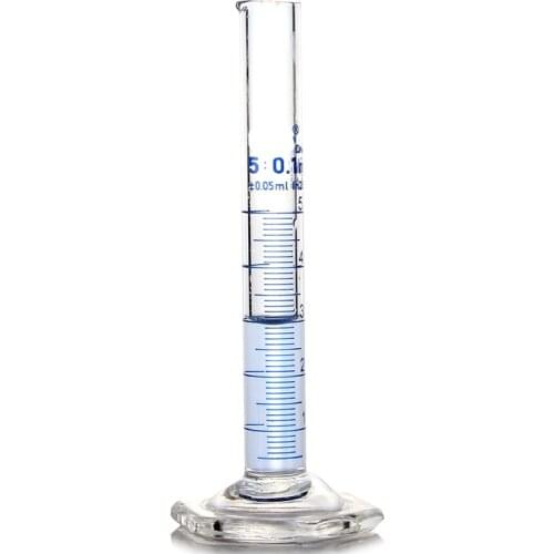 5mL Measuring Cylinder with Spout and Graduation with Glass Heagon Base Laboratory Chemistry Equipment