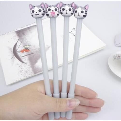 1 Piece Stationery Cartoon Cute Cat Gel Pen Creative Bent School Supply Office Christmas Gift Handles Kawaii Stationery 0.5MM