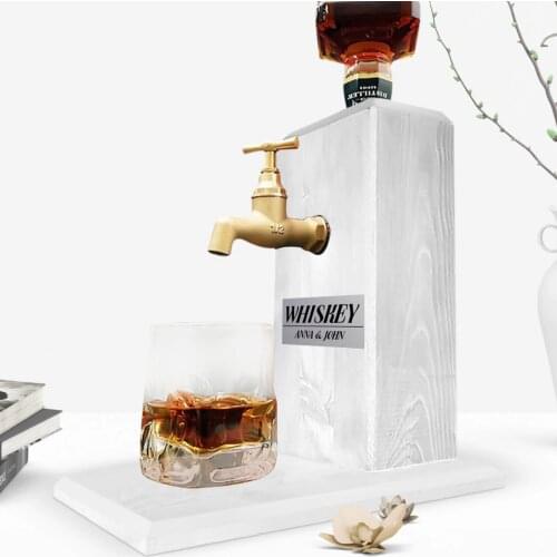 Custom Wooden Natural Whiskey Stand with Tap - Vintage White Reliable Quality Cost Effective Fun Home Workplace Locations