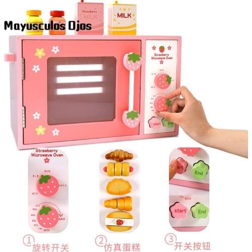 Wooden Simulation Bread Oven Childrens Play House Microwave Oven To Make Various Bread Sets Kitchen Toys