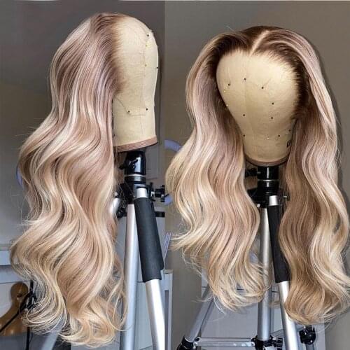 Ombre Ash Blonde 613 Full Lace Wig Human Hair Wigs Wavy For Women Brazilian Pre Plucked Lace Frontal Human Hair Wigs