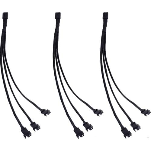 3 Pack Fan Splitter Cable Computer PC PWM 4 Pin Fan Extension Power Cable 1 To 3 Converter Y-type splitter Cables