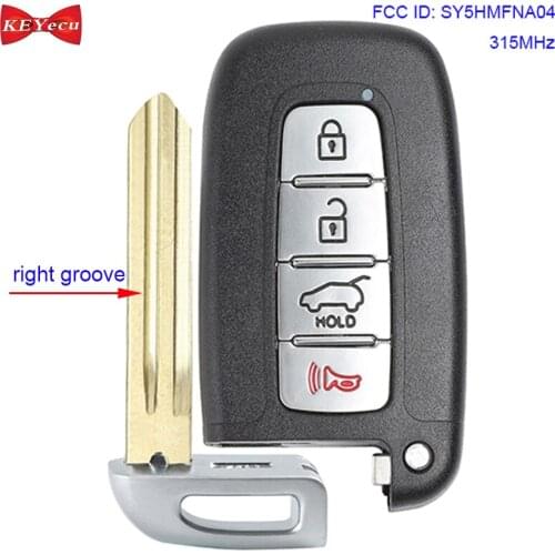 KEYECU for Hyundai Elentra Genesis Coupe for Kia Forte Soul Remote Car Key Fob 315MHz SY5HMFNA04 Uncut Blade With Right Groove