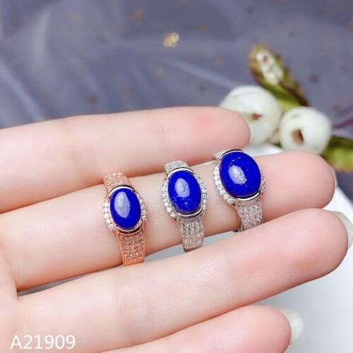 KJJEAXCMY fine jewelry 925 sterling silver inlaid natural gemstone ladies lapis lazuli ring support test