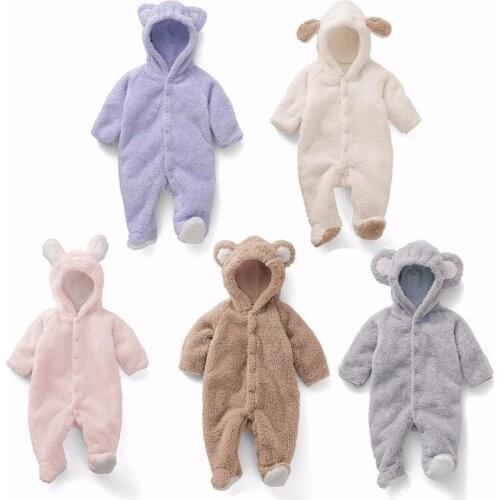 Newborn Baby Romper Winter Costume Baby Boys Clothes Coral Fleece Warm Baby Girls Clothing Animal Overall Baby Rompers Jumpsuit