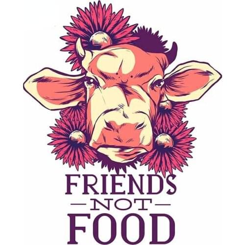 Creative Fine Decal Vegan Cow Friends Not Food Anime Car Stickers Trunk Refrigerator Decal Air Conditioner Decorati kk13*10cm