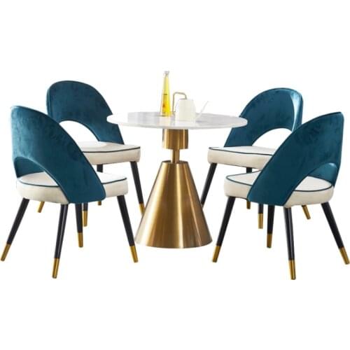 Nordic luxury fashion sales department round table marble stainless steel small round table coffee reception table combination