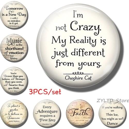 Fridge magnet "I'm not crazy my reality is just different from yours" 3PCS set cabochon refrigerator magnets Hope inspirational