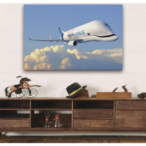 Cute beluga xl Aircraft cargo Airplane living room home wall art decor wood frame fabric posters