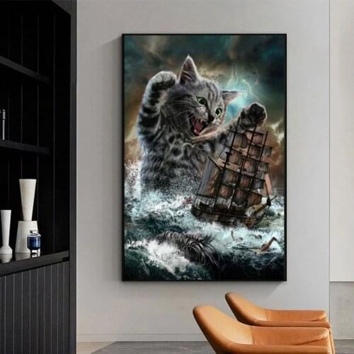 MonsterTitan Kraken Cat canvas posters Animal Picturefor Home Design Nordic Modern Canvas Painting Wall Art Print Painting