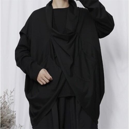 Mens new dark irregular niche design fashion trend sleeveless loose oversize pullover coat