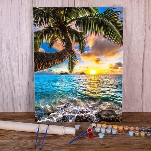 Landscape Waterfall DIY Paint By Numbers Complete Kit Acrylic Paints 50*70 Canvas Pictures Home Decor For Kids For Handicraft