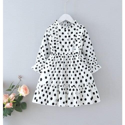 2021 New Baby Girls Polka Dot Dresses Spring Autumn Toddler Long Sleeve Print Clothes for Korean Baby Girl Kids Ruffles Vestidos