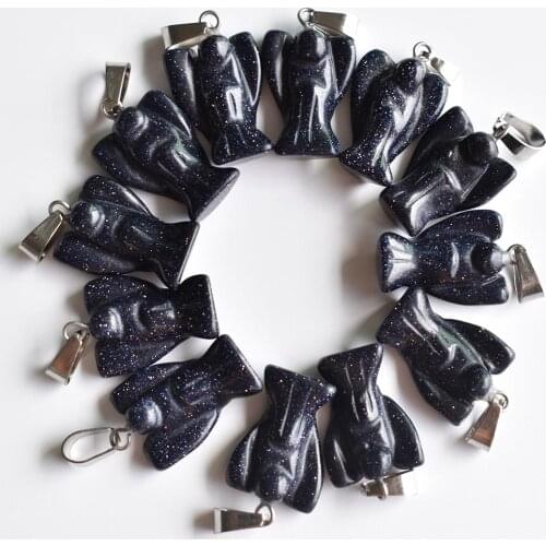 Wholesale 20pcs/lot Fashion top quality Carved blue sand stone Angel charms Pendants for jewelry making Free shipping