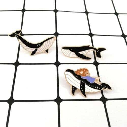 New personality whale shape series drip cartoon brooch brooch metal badges joker clothing bag used for travel accessories