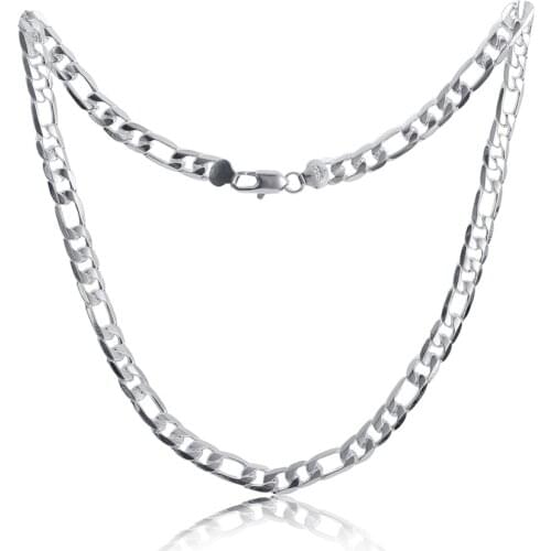 Pure Silver 925 Necklaces for Men 4mm Figaro Chain Necklace 16-30inch Long Collier Fashion Jewelry Accessories Factory Price