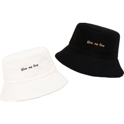Give Me Five Letters Embroidery Bucket Hat Fisherman Hat Outdoor Travel Hat Sun Cap Hats for Men and Women 52