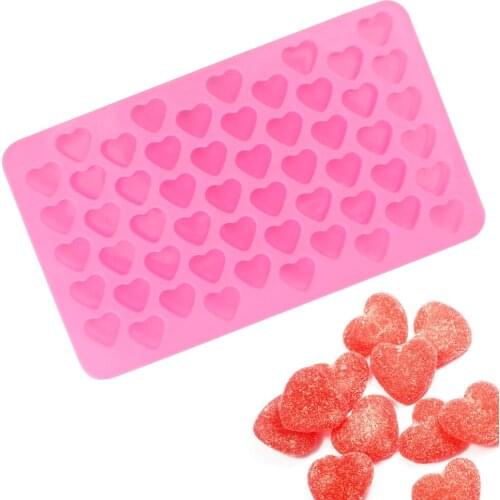Heart Shape Chocolate Mould Jelly Cookies Tray Fondant Mold 3D 55 Holes Silicone Mold Cake Decorating Tools Baking Accessories