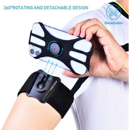 2 In 1 Running Armband Phone Holder Bag Arm Belt Wrist Band Fits For 4.0'' - 7.0'' Smartphone With Free Extender Strap