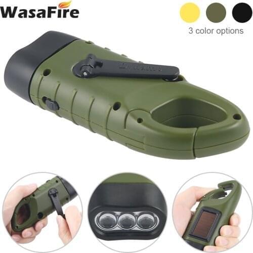 Professional Solar Powered LED Flashlight Lantern Portable Hand Crank Dynamo Tent Light Torch for Outdoor Camping Mountaineering