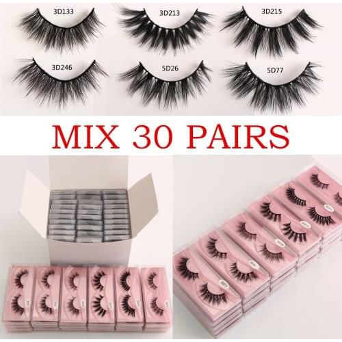 Wholesale Eyelashes 30 Pairs Faux 3D Mink Lashes Natural False Eyelashes Makeup Cilios Thick Mink Eyelashes In Bulk