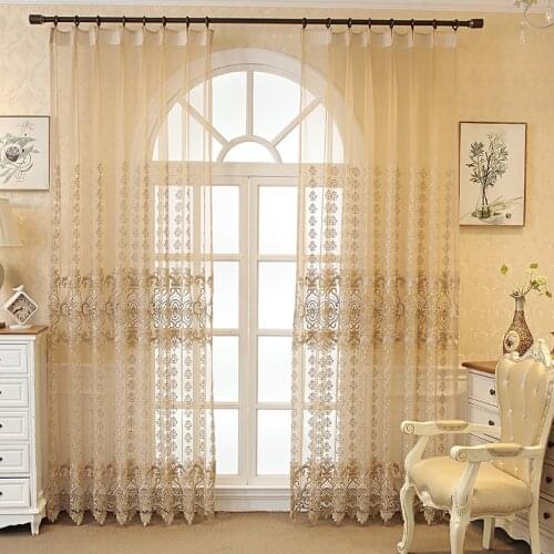 Luxury Hollow Water Soluble Embroidery Curtains Tulle Window Screen For Living Room Bedroom Europe Sheer Drape Blinds
